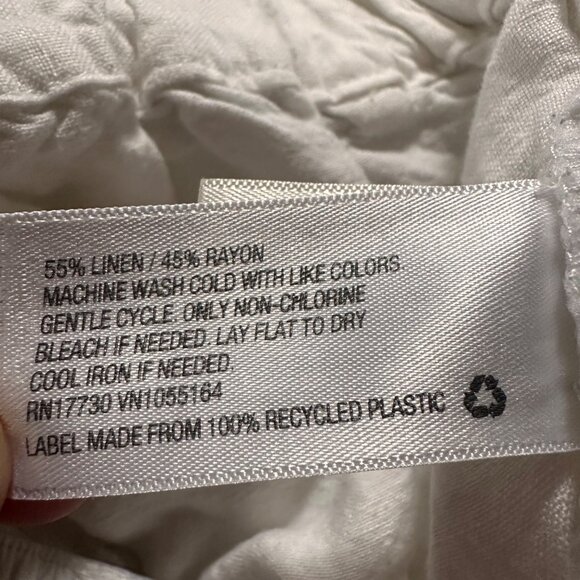 A New Day Linen Blend Wide Leg Pants Small Cropped Beachy Flowy White Elastic - Picture 8 of 8